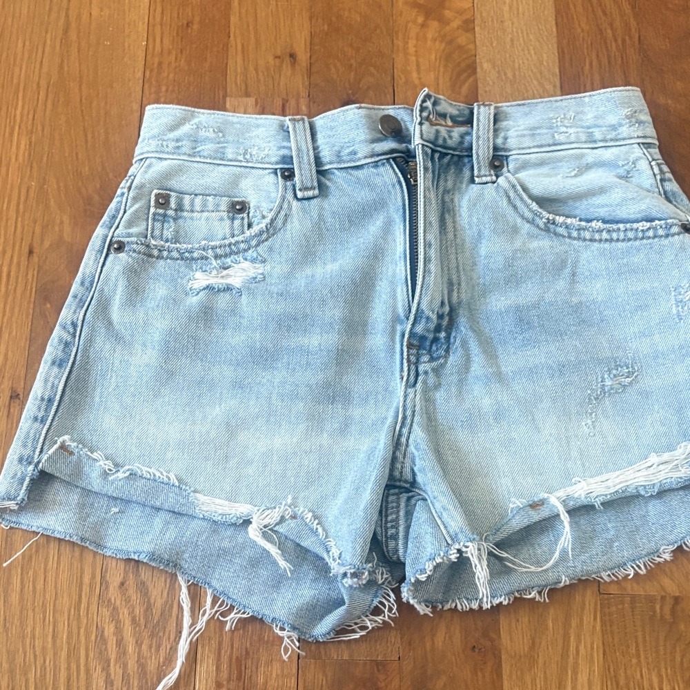 Pistola Light Blue Frayed Jean Shorts